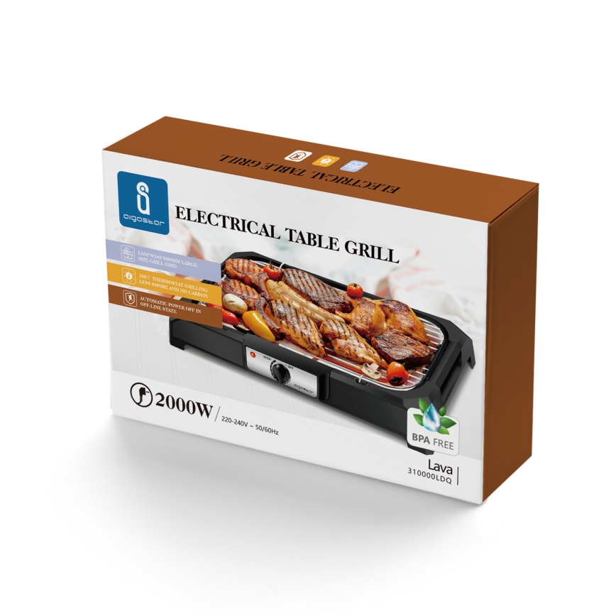 Aigostar - Grelhador elétrico de mesa 2000W/230V