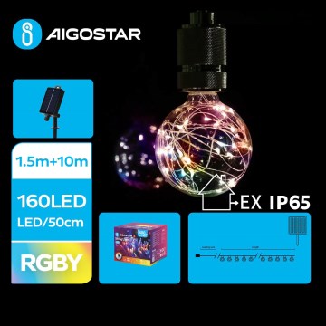 Aigostar - Guirlanda de luzes de Natal solar LED 20xLED/8 funções 11,5m IP65 multicolorido