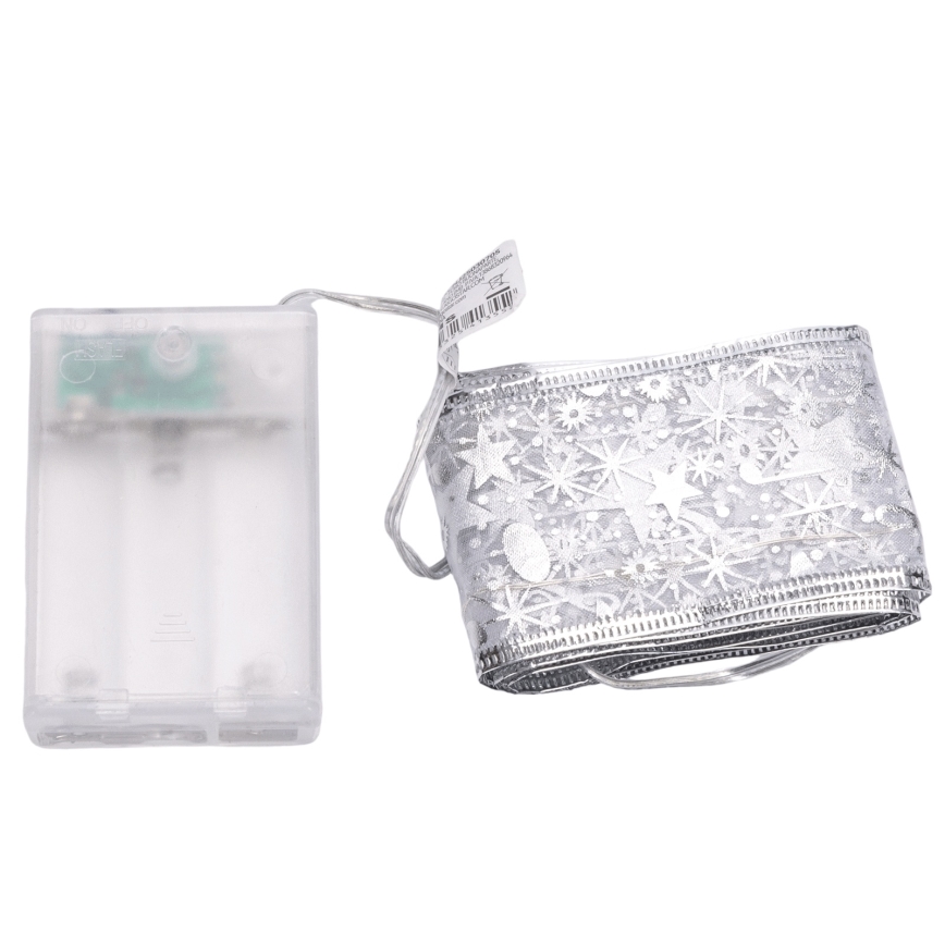 Aigostar - LED Guirlanda de Natal 50xLED/3xAA 5 m branco quente prateada