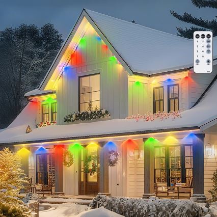 Aigostar - Guirlanda de Natal LED regulável para exterior, 50 LEDs / 8 funções, 20 m, IP44, multicolorido + controlo remoto