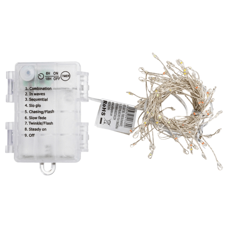 Aigostar - Guirlanda de Natal LED para exterior 100 LEDs / 8 funções 3xAA 3,3 m IP44 multicolorido