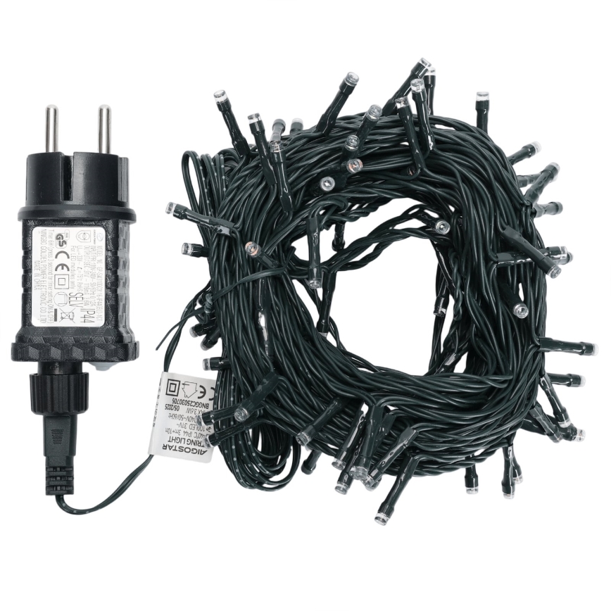 Aigostar - Guirlanda de Natal LED para exterior 100xLED/8 funções 13m IP44 branco quente