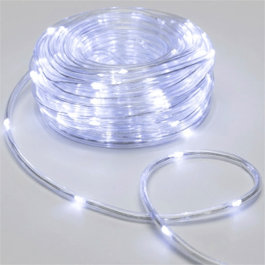 Aigostar - Luzes LED de Natal para exterior 100xLED/8 funções 3xAA 10,3m IP44 branco frio