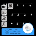 Aigostar - Guirlanda de Natal LED para exterior 100xLED/8 funções 3xAA 10 m IP44 branco frio
