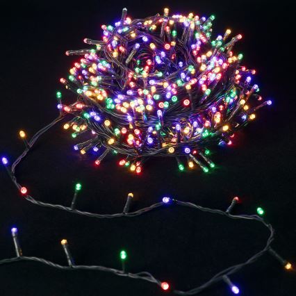 Aigostar - Cadeia de luzes LED de Natal para exterior, 100 LEDs / 8 modos, 3xAA, 5,3 m, IP44, multicolorido