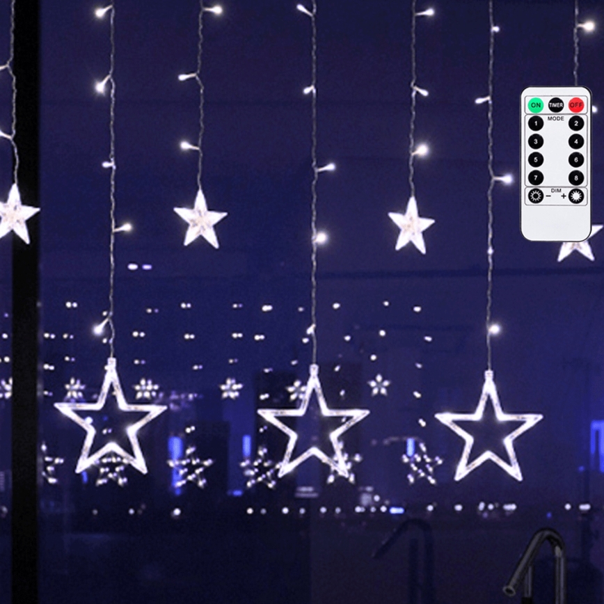 Aigostar - Guirlanda de Natal LED para exterior, 120 LEDs / 8 funções, 3x0,6 m, IP44, branco frio + controlo remoto