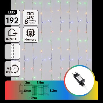 Aigostar - Guirlanda de Natal LED para exterior 192xLED/8 funções 4,5x1,2m IP44 multicolorido