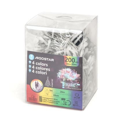 Aigostar - Guirlanda de Natal LED para exterior, 200 LEDs, 8 modos, 23 m, IP44, multicolorido