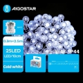 Aigostar - Guirlanda de Natal LED para exterior 25xLED/3xAA/8 funções 2,8 m IP44 branca fria