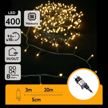 Aigostar - Guirlanda de Natal LED para exterior 400xLED/8 funções 23m IP44 branco quente