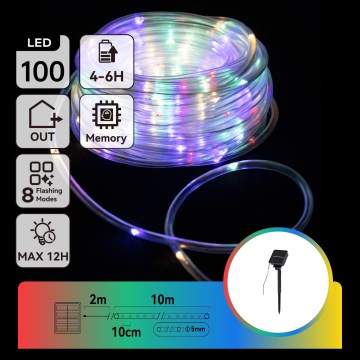Aigostar - Guirlanda de Natal solar LED 100xLED/8 funções 12m IP65 800 mAh multicolorida