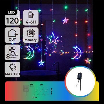 Aigostar - Guirlanda de Natal solar LED 120 LEDs/8 funções 3x0,6 m 500 mAh IP65 multicolorido