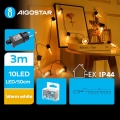 Aigostar - Guirlanda decorativa LED para exterior 10xLED/3m IP44 branco quente