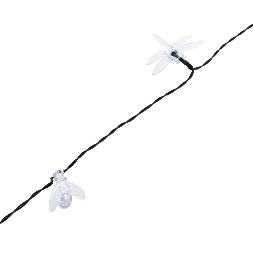 Aigostar - Guirlanda decorativa solar LED, 50 LEDs / 8 funções, 10 m, 800 mAh, IP65, branco frio