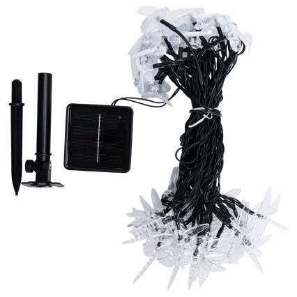 Aigostar - Guirlanda decorativa solar LED, 50 LEDs / 8 funções, 10 m, 800 mAh, IP65, branco frio