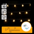 Aigostar - Guirlanda LED 10xLED/3xAA 1,5 m, branco quente, flocos de neve