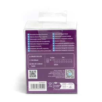 Aigostar - Guirlanda LED 20xLED/3xAA 3,3m com estrelas