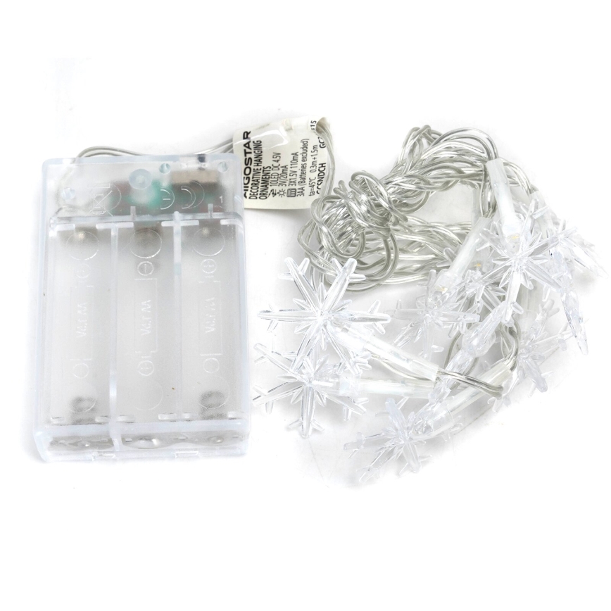 Aigostar - Guirlanda LED 20xLED/3xAA 3,3m com flocos de neve