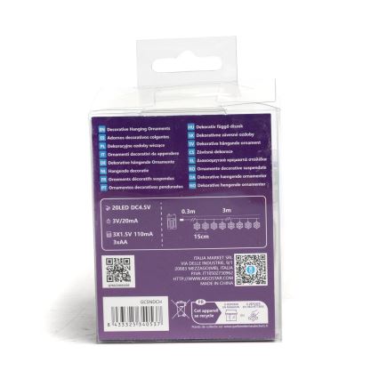 Aigostar - Guirlanda LED 20xLED/3xAA 3,3m com flocos de neve