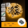 Aigostar - Guirlanda LED de Natal para exterior 100xLED/8 funções 3xAA 10,3m IP44 branco quente