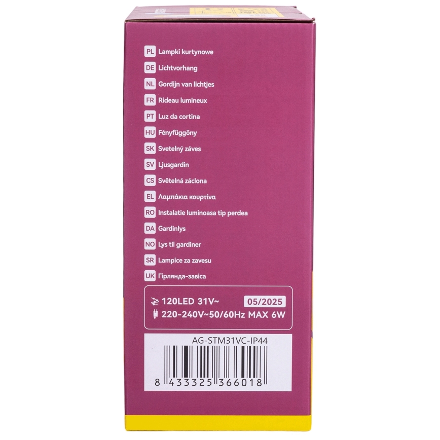 Aigostar - Cordão de luzes de Natal LED para exterior 120 LEDs/6W/230V/8 funções 3x0,6 m IP44 branco quente + comando remoto