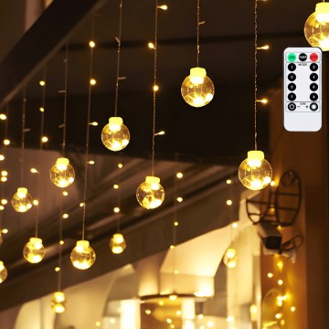 Aigostar - Guirlanda LED de Natal para exterior 120xLED/8 funções 3x0,6m IP44 branco quente + controlo remoto