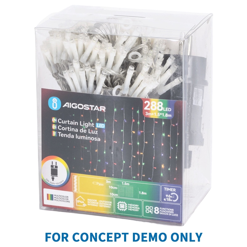 Aigostar - Guirlanda LED de Natal para exterior 1500 LEDs/8 funções 78 m IP44 branco frio