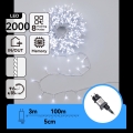 Aigostar - Guirlanda LED de Natal para exterior 2000 LEDs/8 funções 103 m IP44 branco frio