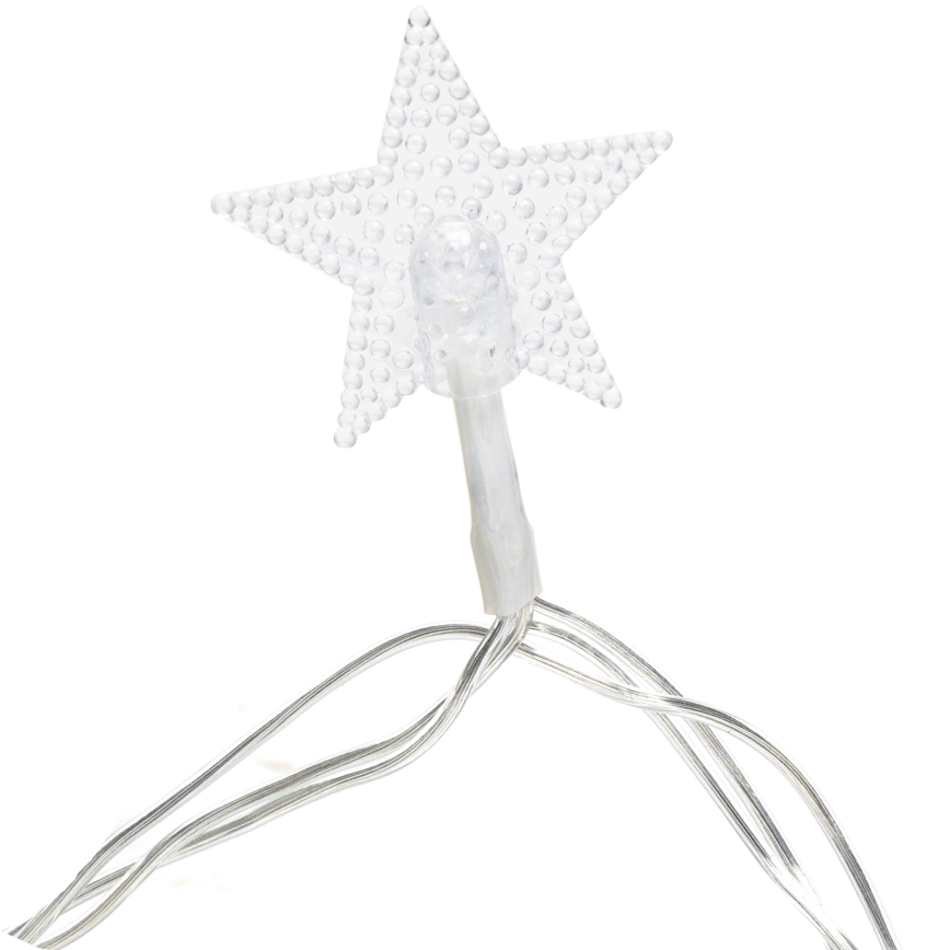 Aigostar - Guirlanda de Natal LED para exterior 50 LEDs/8 modos 3xAA 5 m IP44 branco frio estrelas