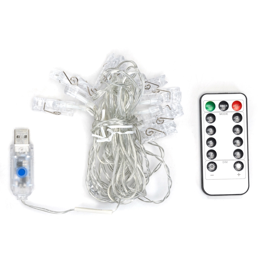 Aigostar - Guirlanda LED decorativa 80xLED/5W/USB 13 m branco quente