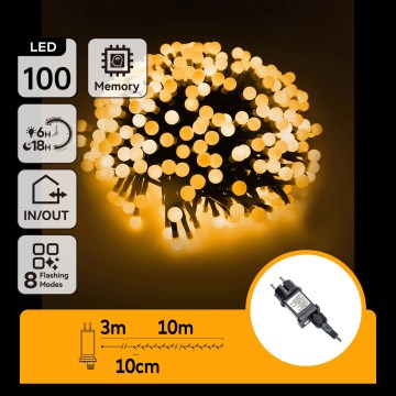 Aigostar - Guirlanda LED decorativa para exterior, 100 LEDs, 8 modos, 10 m, IP44, branco quente