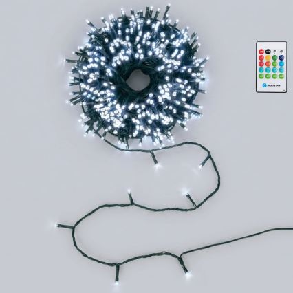 Aigostar - Guirlanda de Natal LED regulável para exterior com sensor de movimento 100xLED/3xAA, 12 m, branco frio + controlo remoto