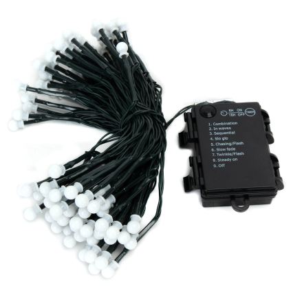 Aigostar - Guirlanda LED de Natal para exterior 100xLED/8 funções 3xAA 10,3m IP44 branco quente