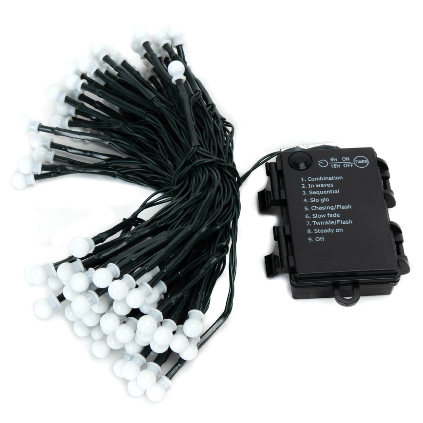 Aigostar - Guirlanda LED de Natal para exterior 100xLED/8 funções 3xAA 10,3m IP44 branco quente