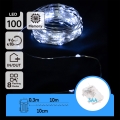 Aigostar - Guirlanda LED para exterior 100xLED/8 funções/3xAA 10,3m IP44 branco frio