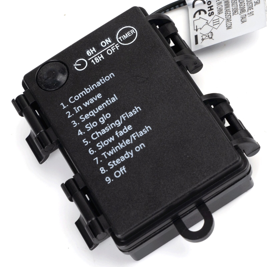 Aigostar - Guirlanda LED para exterior, 150 LEDs, 8 funções, alimentada por 3x AA, 15,3 m, IP44, branco quente