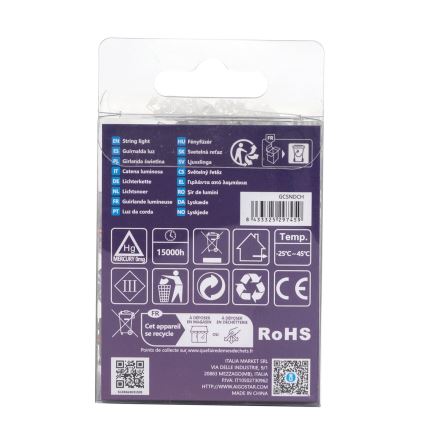 Aigostar - Guirlanda LED para exterior, 50 LEDs, 8 modos, 3x pilhas AA, 5,3 m, IP44, multicolorido