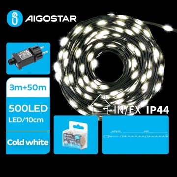 Aigostar - Guirlanda LED para exterior, 500 LEDs / 8 funções, 53 m, IP44, branco frio