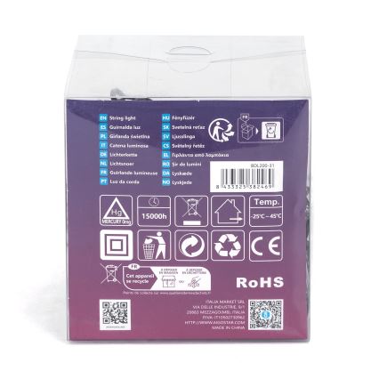 Aigostar - Guirlanda luminosa de Natal LED para exterior, 200 LEDs, 8 funções, 13 m, IP44, branco quente