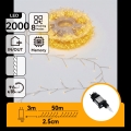 Aigostar - Guirlanda luminosa de Natal LED para exterior, 2000 LEDs / 8 funções, 53 m, IP44, branco quente