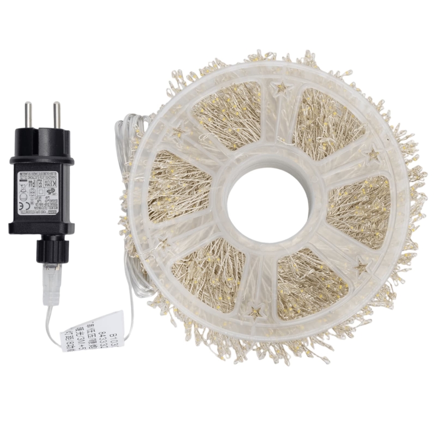 Aigostar - Guirlanda luminosa de Natal LED para exterior, 2000 LEDs / 8 funções, 53 m, IP44, branco quente