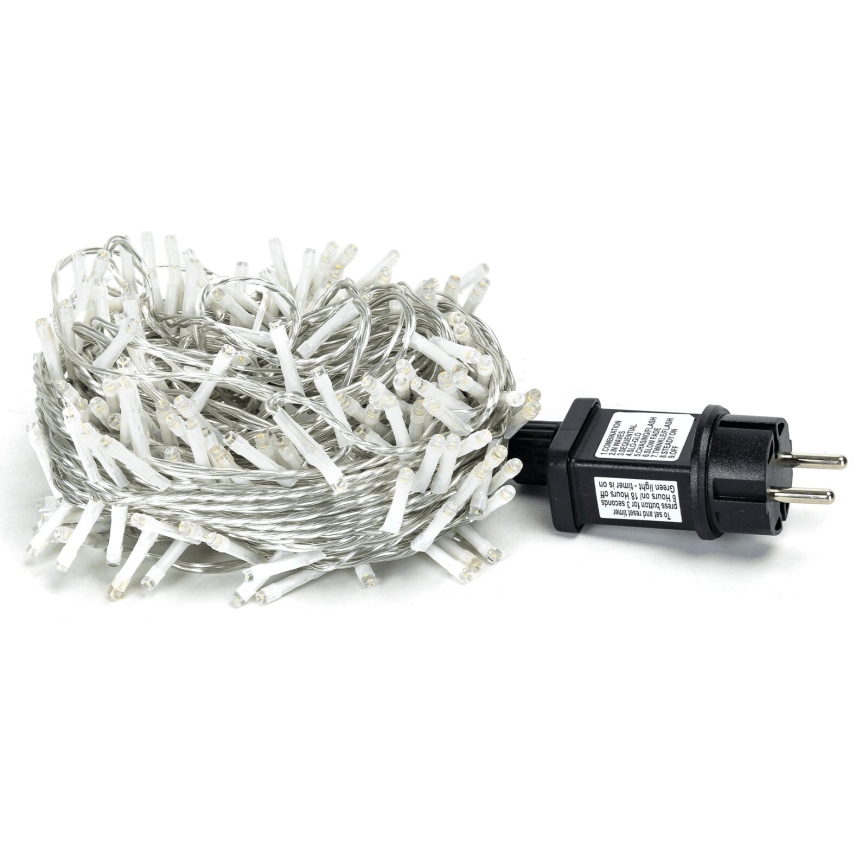 Aigostar - Guirlanda luminosa de Natal LED para exterior 200xLED/8 funções 23m IP44 branco quente