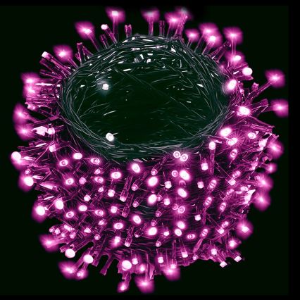 Aigostar - Guirlanda luminosa LED de Natal para exterior 200 LEDs/8 funções 3xAA 10,3m IP44 rosa