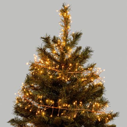 Aigostar - Guirlanda luminosa LED de Natal para exterior 200 LEDs/8 funções 3xAA 6,3m IP44 branco quente