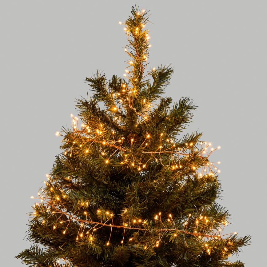 Aigostar - Guirlanda luminosa LED de Natal para exterior 200 LEDs/8 funções 3xAA 6,3m IP44 branco quente