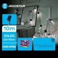 Aigostar - Guirlanda solar de Natal 20 LEDs/8 modos 11,5m 1200 mAh IP65 branco frio