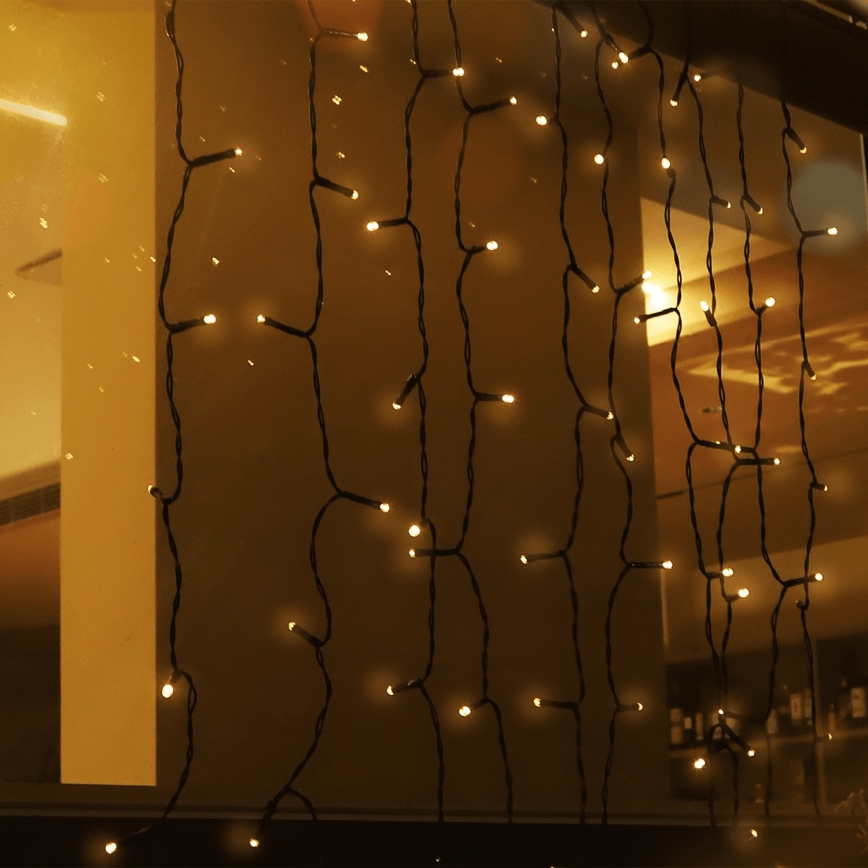 Aigostar - Guirlanda solar LED 100 LEDs / 8 funções, 4 x 1 m, IP65, branco quente, 800 mAh