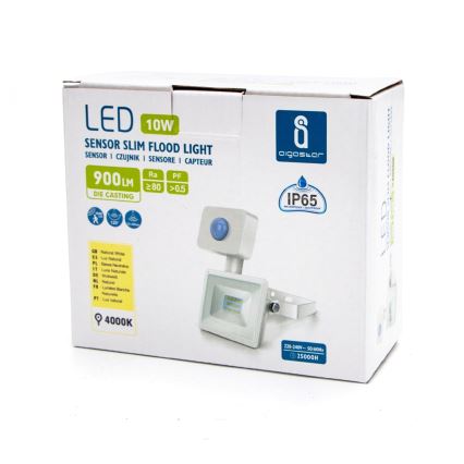Aigostar - Holofote LED com um sensor LED/10W/230V 4000K IP65 branco