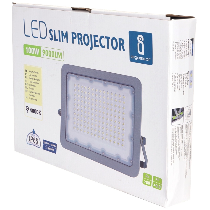 Aigostar - Holofote LED LED/100W/230V cinzento 4000K IP65