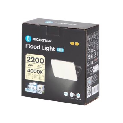 Aigostar - Holofote LED LED/20W/230V 4000K IP65 preto